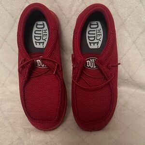 Hey Dude Red Knit Slip-On Loafers